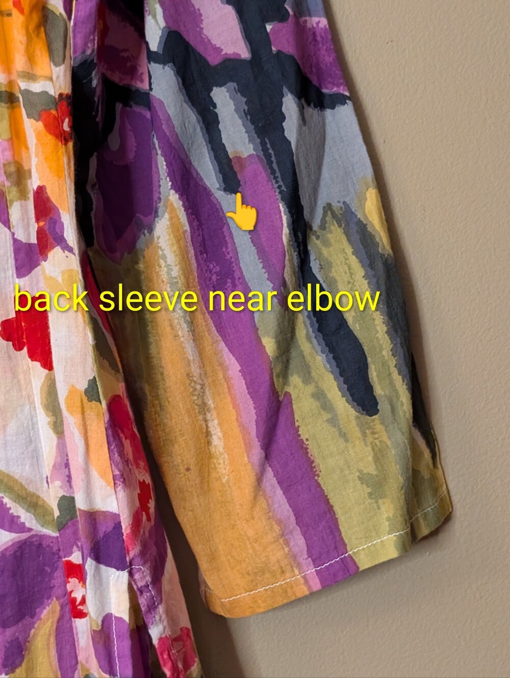 Liza Byrd lightweight colorful Multi-Color floral print cotton tunic blouse S - Picture 5 of 8